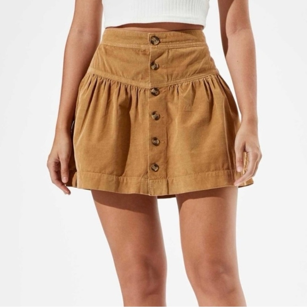 American Eagle Corduroy Super Hi-Rise Ruffle Mini Skirt